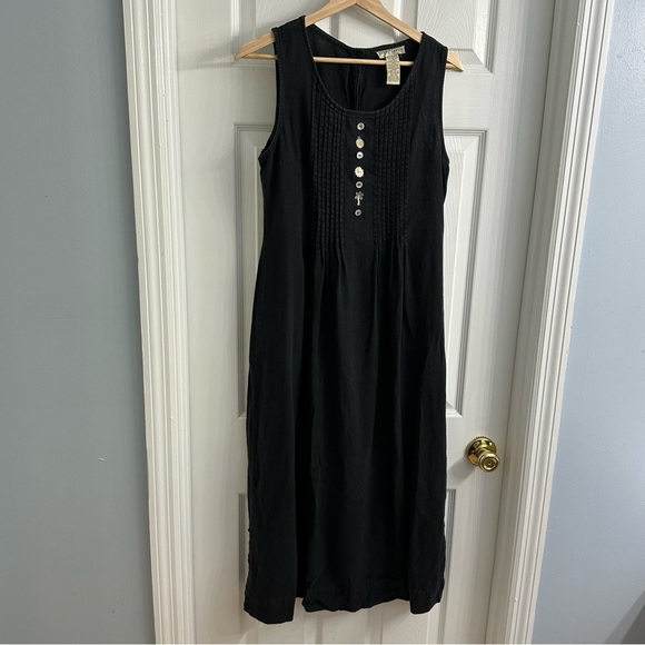 Vintage Dress Midi Linen Sleeveless Fairy Whimsigoth Black Boho Modest Small - Picture 4 of 7